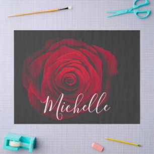 Custom monogram red rose vintage photograph tissue paper