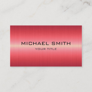Custom Monogram Red Stainless Steel Metal Business Card