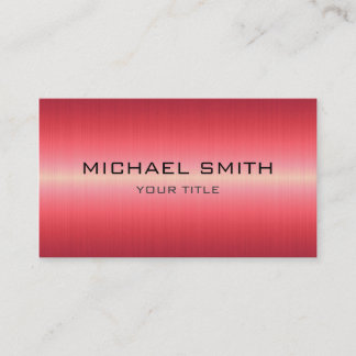 Custom Monogram Red Stainless Steel Metal Business Card