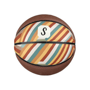 Custom Monogram Retro 70s Geometric Mini Basketball