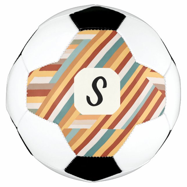 Custom Monogram Retro 70s Geometric Soccer Ball (Front)