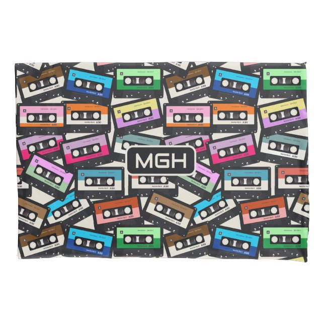 Custom Monogram Retro Casette Tapes Pillowcase (Front)