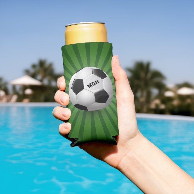 Custom Monogram Retro Soccer Ball Seltzer Can Cooler (In Situ Pool)