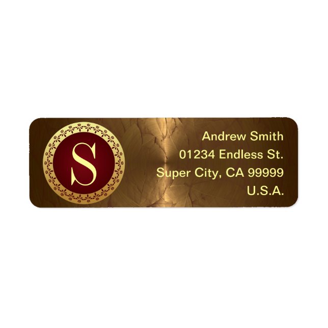 Custom Monogram Return Address Label (Front)