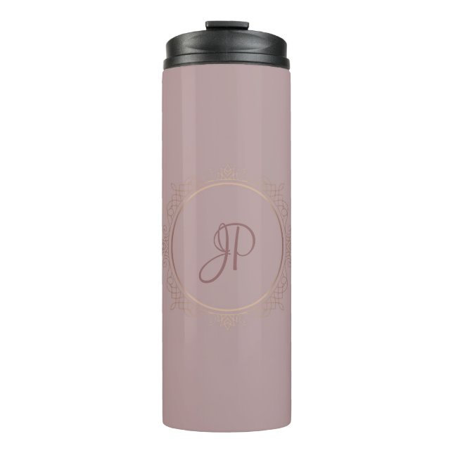 Custom Monogram Rose Gold Elegant Template Thermal Tumbler (Front)