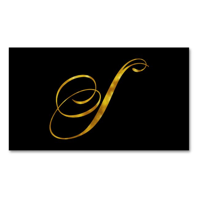 Custom Monogram S Faux Gold Foil Monograms Initial Magnetic Business Card (Front)