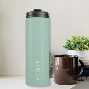 Custom monogram, sage green thermal tumbler