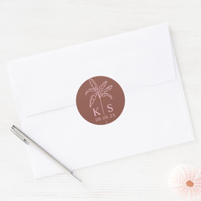 Custom Monogram Save the Date Logo Classic Round   Classic Round Sticker (Envelope)