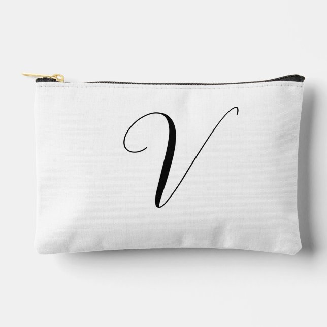 Custom monogram script initial accessory pouch (Front)