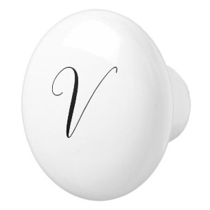 Custom monogram script initial ceramic knob