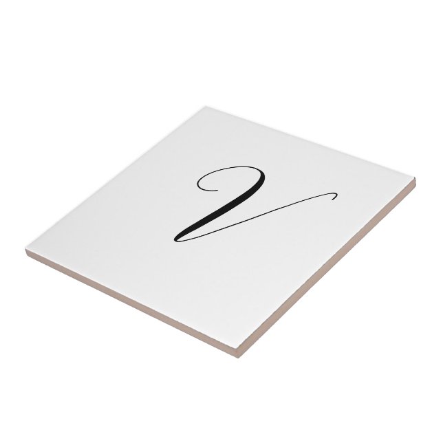 Custom monogram script initial ceramic tile (Side)