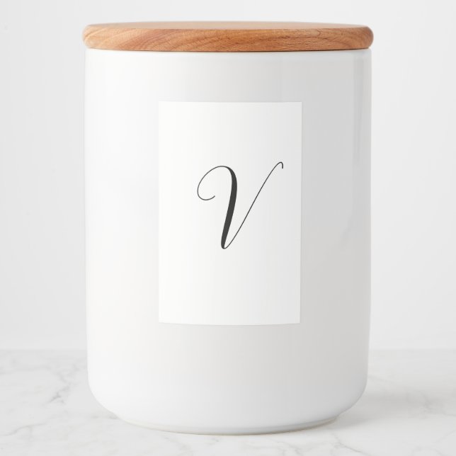 Custom monogram script initial food label (Front)