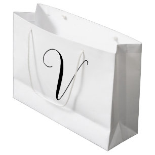Custom monogram script initial large gift bag