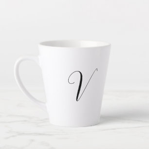 Custom monogram script initial latte mug