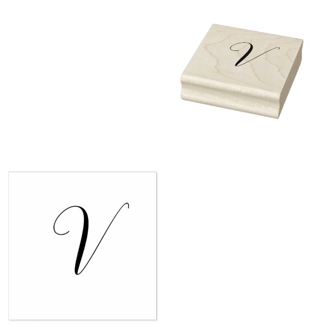 Custom monogram script initial rubber stamp (Stamped)