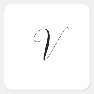 Custom monogram script initial square sticker