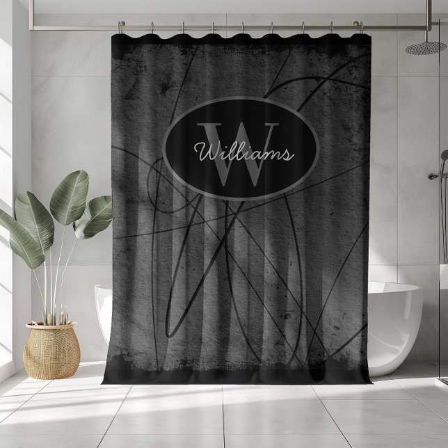 Custom Monogram Shower Curtain Abstract Masculine  (Creator Uploaded)