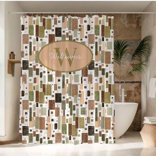 Custom Monogram Shower Curtain Mid Century Modern 