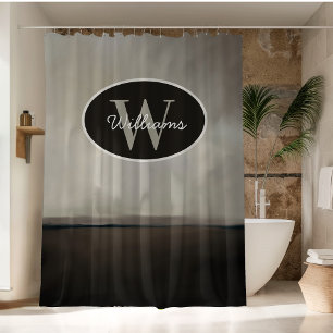 Custom Monogram Shower Curtain Oil Painting Bath 