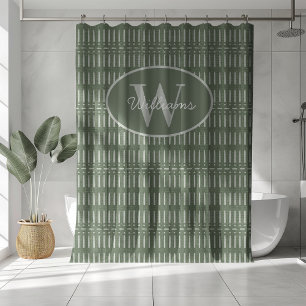 Custom Monogram Shower Curtain Sage Green Boho