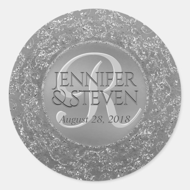Custom Monogram Silver Glam Seal (Front)