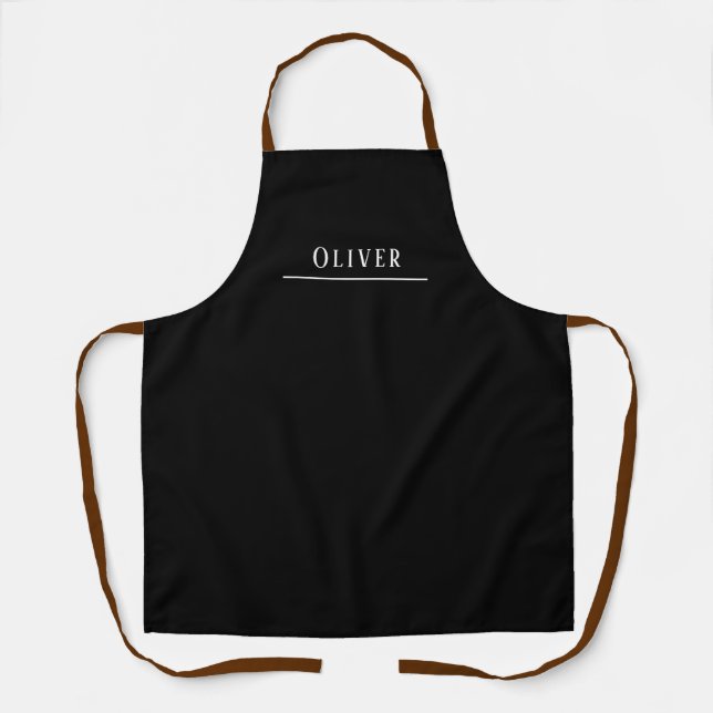 Custom monogram, simple black apron (Front)