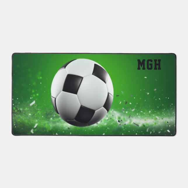 Custom Monogram Soccer Ball Desk Mat (Front)