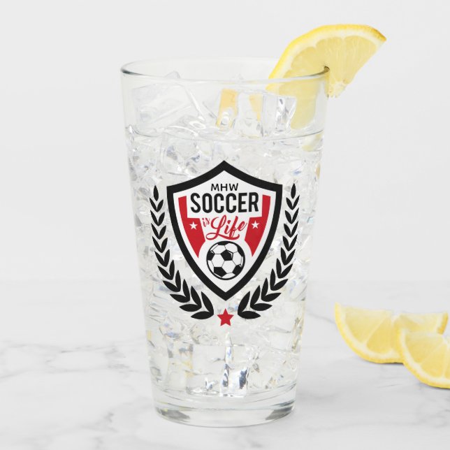 Custom Monogram Soccer Logo Glass (Back Ice)