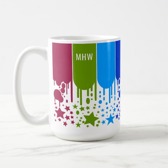 Custom monogram Star Drip mugs (Left)