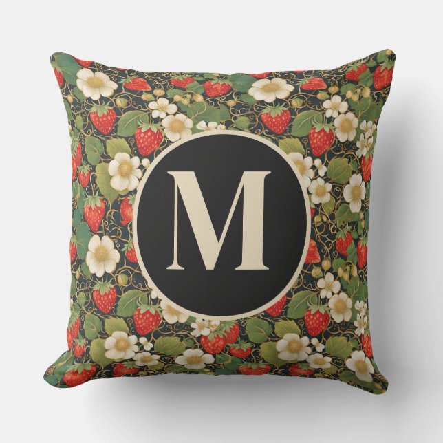 Custom Monogram Strawberry Cushion (Front)