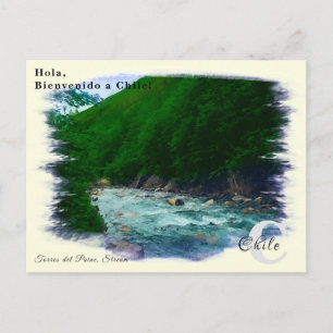Custom Monogram Stream Chile in Vintage Watercolor Postcard
