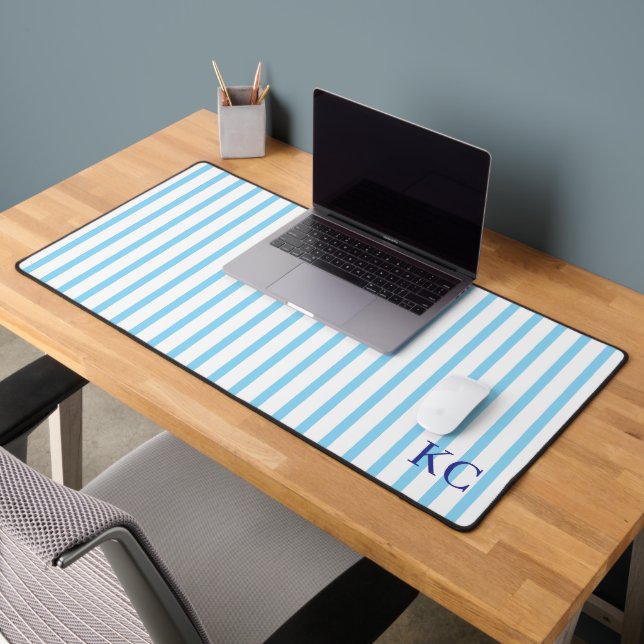 Custom Monogram Striped Workspace Personalised Desk Mat (Office 2)