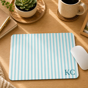 Custom Monogram Striped Workspace Personalised Mouse Pad