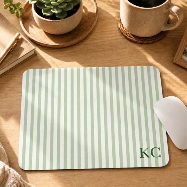 Custom Monogram Striped Workspace Personalised Mouse Pad (Creator Uploaded)