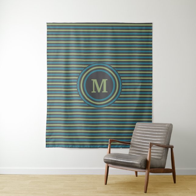 Custom Monogram Stripes Pattern tapestries (In Situ)