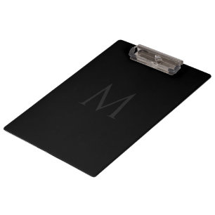 Custom Monogram Stylish Black Professional Clipboard