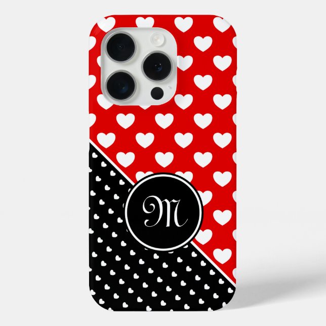 Custom Monogram Stylish Red, Black And White Case-Mate iPhone Case (Back)