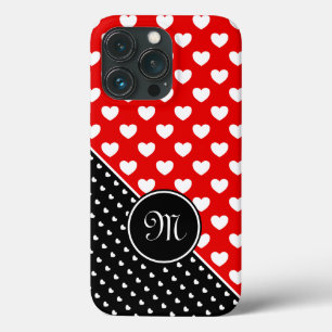 Custom Monogram Stylish Red, Black And White iPhone 13 Pro Case