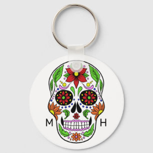 Custom monogram Sugar Skull key chains
