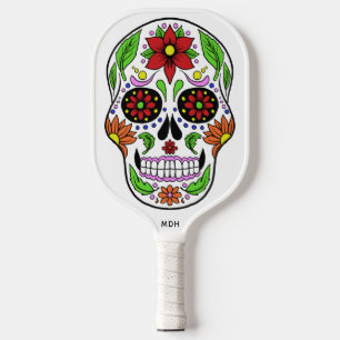 Custom Monogram Sugar Skull Pickleball Paddle