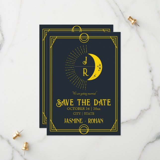 Custom Monogram tarot card wedding save the date (Front/Back In Situ)