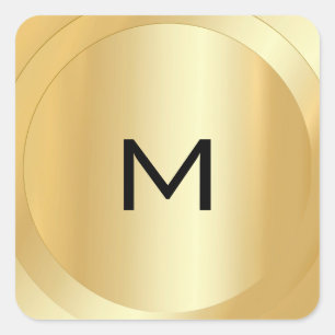 Custom Monogram Template Faux Gold Modern Square Sticker