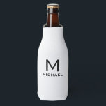 Custom Monogram Template Modern Black And White Bottle Cooler<br><div class="desc">Elegant Modern Monogram Initial Black And White Custom Template Kitchen & Dining / Storage & Carriers / Can Coolers / Bottle Cooler.</div>