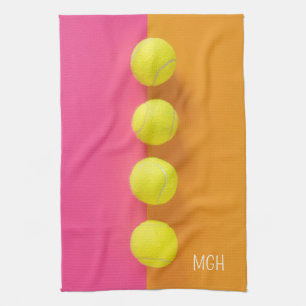Custom Monogram Tennis Balls Tea Towel