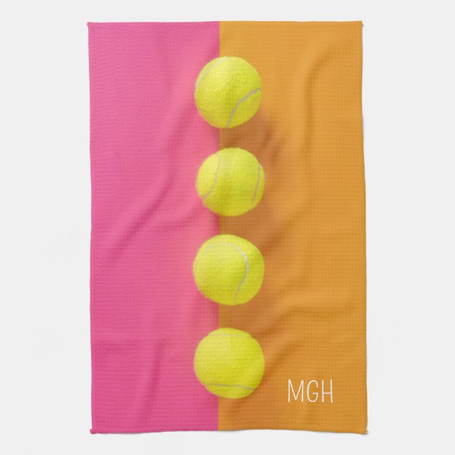 Custom Monogram Tennis Balls Tea Towel (Vertical)