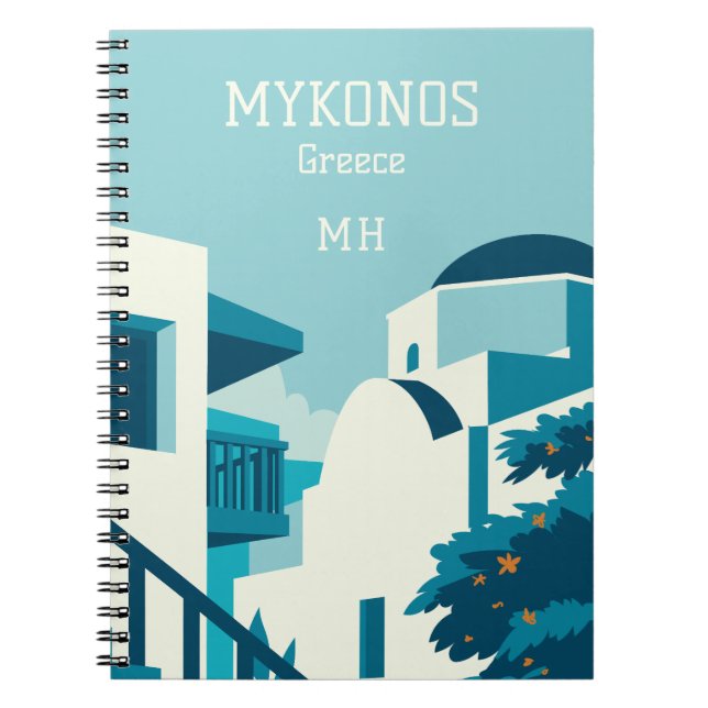 Custom Monogram & Text Greece Notebook (Front)