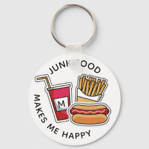 Custom monogram & text Hot Dog & Fries key chains