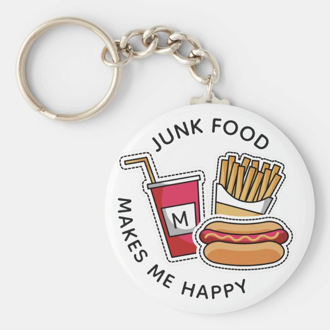 Custom monogram & text Hot Dog & Fries key chains (Front)