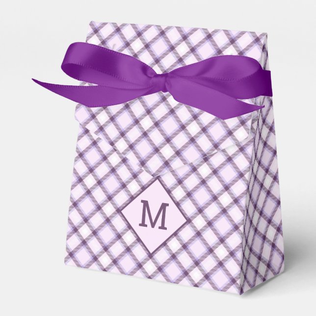 Custom Monogram & Text Plaid / Tartan Pattern Favour Box (Front Side)