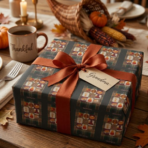 Custom Monogram Thanksgiving personalised Wrapping Paper